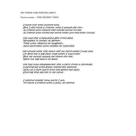 My poem for poetry jam