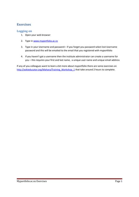 Myportfolio lecturer training exercises