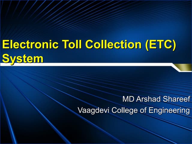 Electronic Toll Collection System