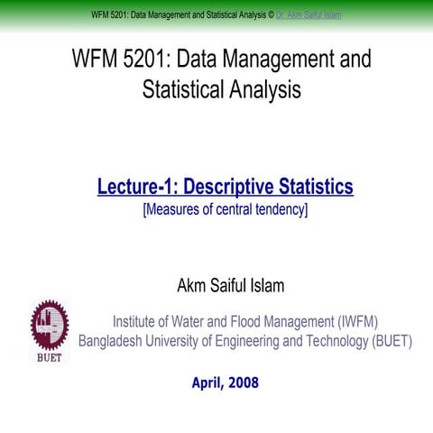 DESCRIPTIVE STATISTICS AN INTRODUCTORY CONCEPT