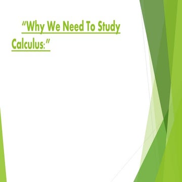 Why We Need To Study Calculus