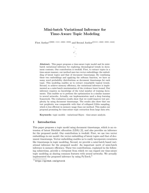 Mini-batch Variational Inference for Time-Aware Topic Modeling