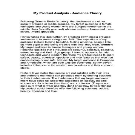 My product analysis   audience theory
