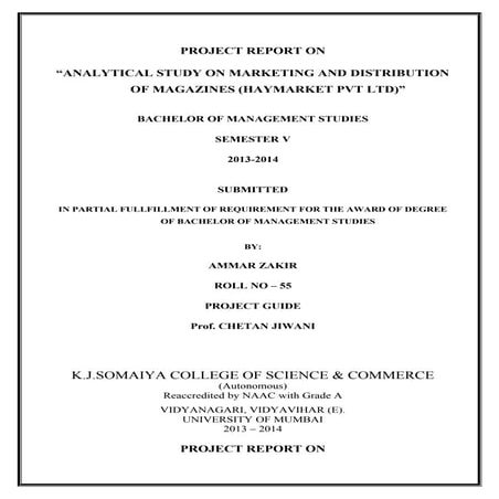 My project of t.y.b.m.s. on magazines (haymarket pvt ltd)