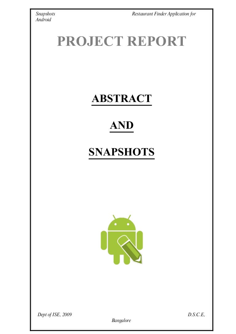 my project report documentation with abstract snapshots