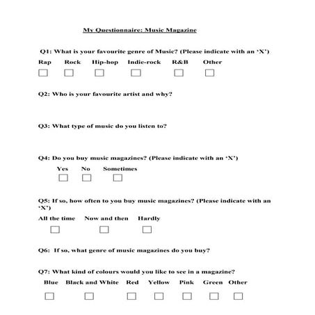 Josh robinson blank questionnaire design | DOCX