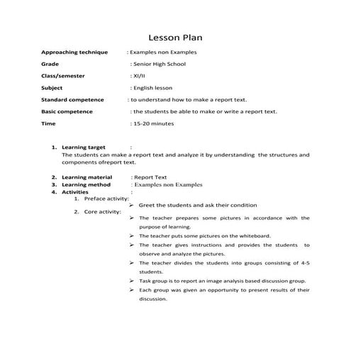 Tourism Lesson Plan 1
