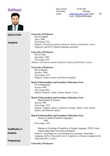 Academic resume