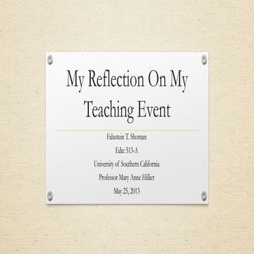 My reflection on my teaching event