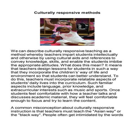 Culturally Responsive Teaching | PDF