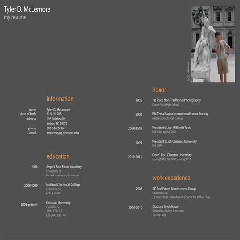 Tyler Mclemore, Architecture student at Clemson university