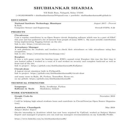 shubhankar's resume | PDF