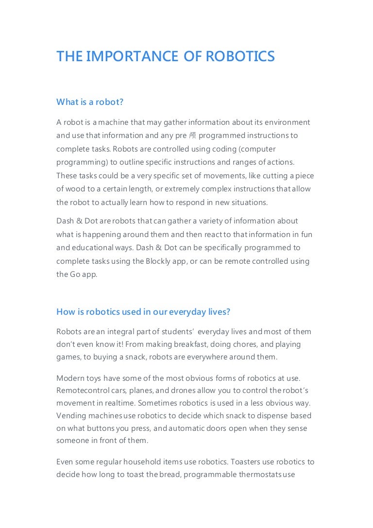 THE IMPORTANCE OF ROBOTICS