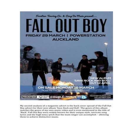 Second Magazine Advert Analysis - Fall Out Boy