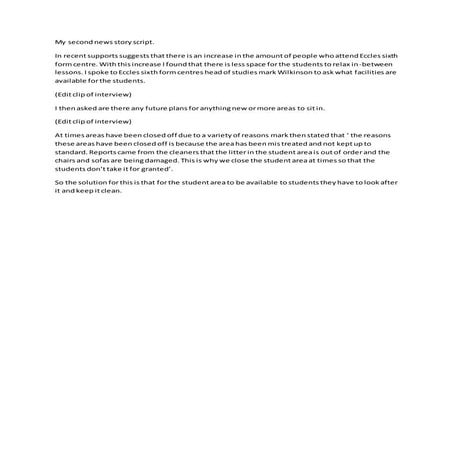 My second news story script