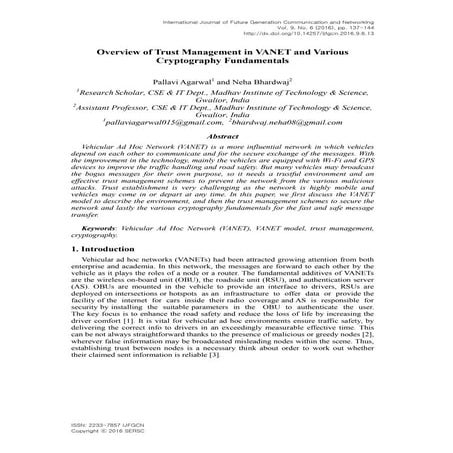 Overview of Trust and Cryptography in VANET 