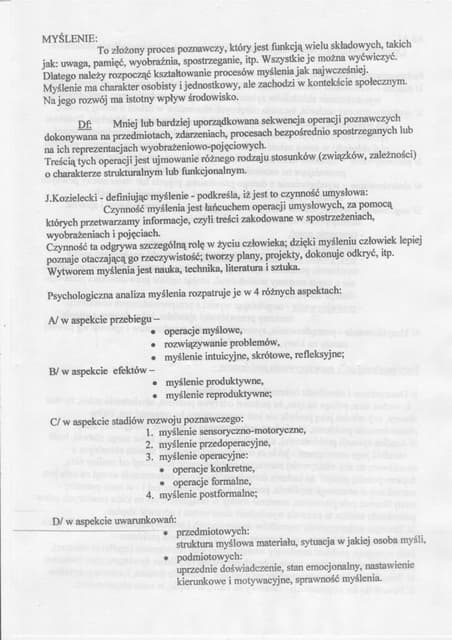 Psychologia - myślenie | PDF