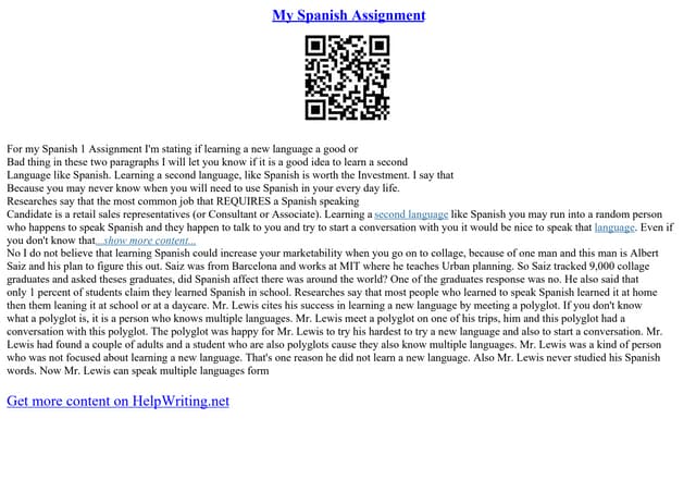 My Spanish Assignment