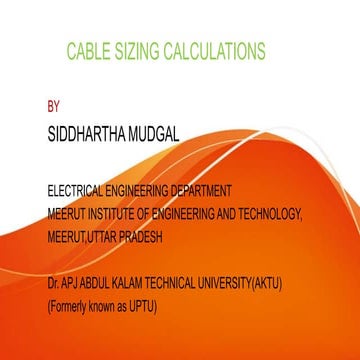 Cable Sizing Calculations