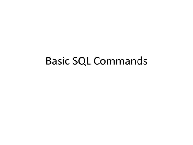 Introduction to MySQL-Commands and examples | PPT