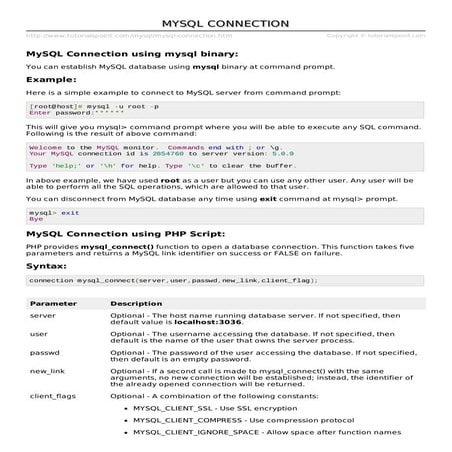 Mysql connection | PDF