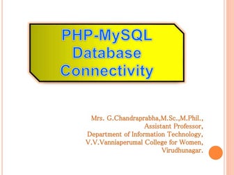 MYSQL - PHP Database Connectivity