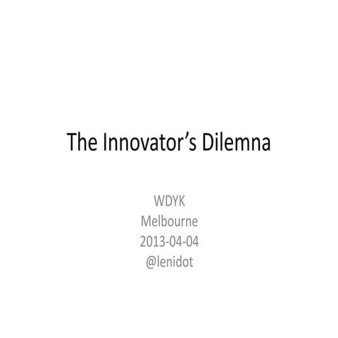 MySQL vs NoSQL - The Innovator's Dilemna