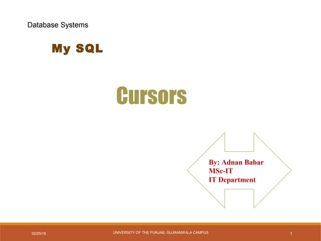 My sql cursors | PPT | Databases | Computer Software and Applications