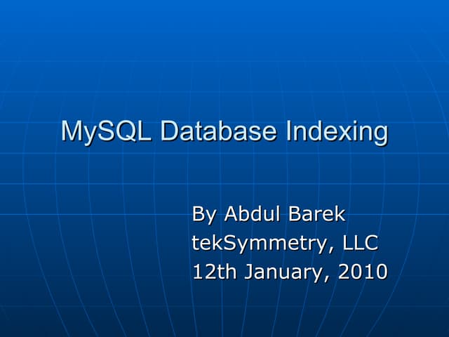 Mysql Indexing