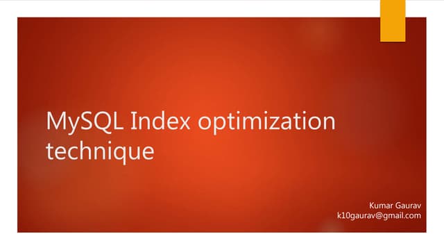 MySQL index optimization techniques