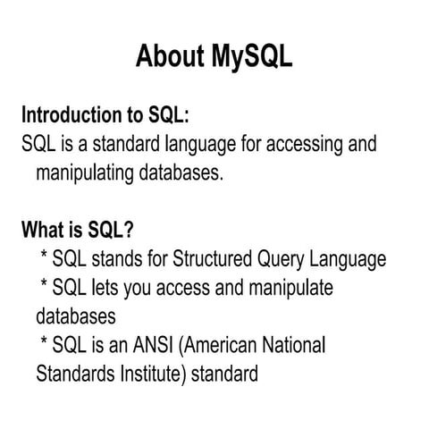 MySQL intro | PPT