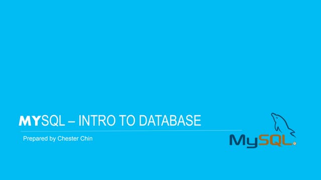 MySQL - Intro to Database | PPT