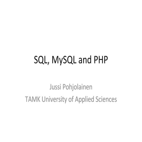 Short Intro to PHP and MySQL | PPT | Databases | Computer Software and ...