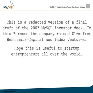 MySQL fundraising pitch deck ($16 m...