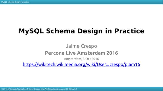 MySQL Schema Design in Practice | PPT