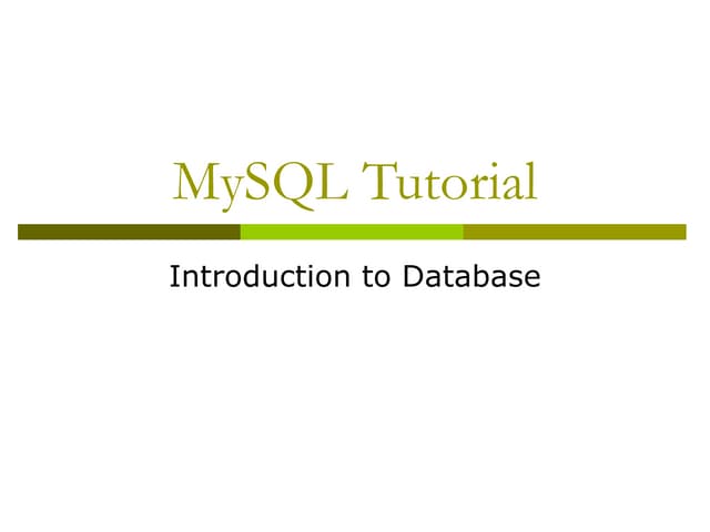 Tutorial on MySQl and its basic concepts