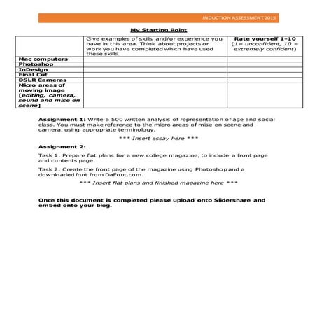 My starting point work book