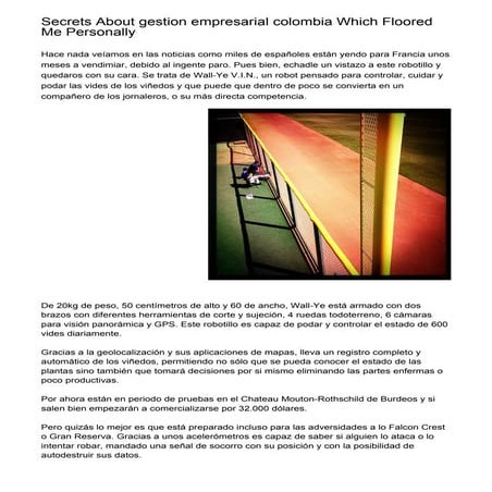 Secrets About gestion empresarial colombia Which Floored Me Personally