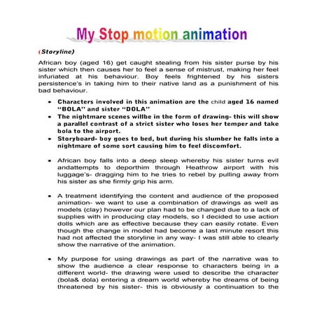 My stop motion animation idea (1) | DOCX