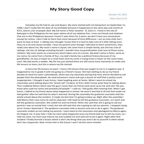 Peter My story good copy | DOC