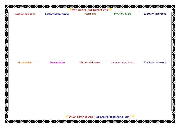 My teaching assessment grid