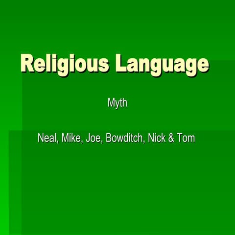 Myth   Religious Language