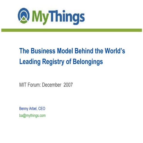 MyThings: the business model behind the world’s most valuable registry of bel...