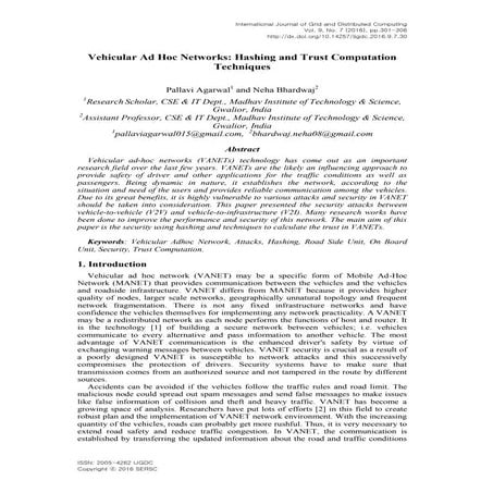 VANET: Trust and Hashing