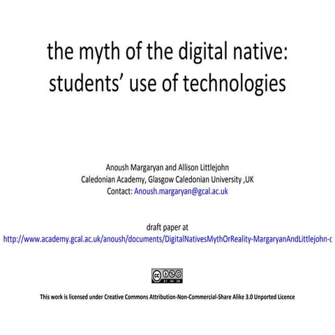 Myth Of Digital Native: Students' use of technologies