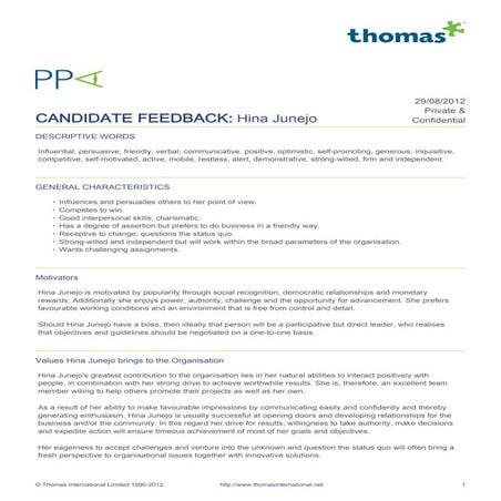 My Thomas Ppa Assessment Report