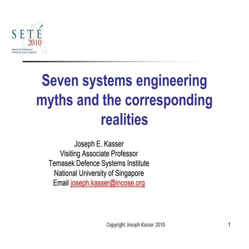 Seven systems engineering myths and the corresponding realities