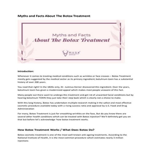 All About Botox Treatment And Its Benefits | PDF