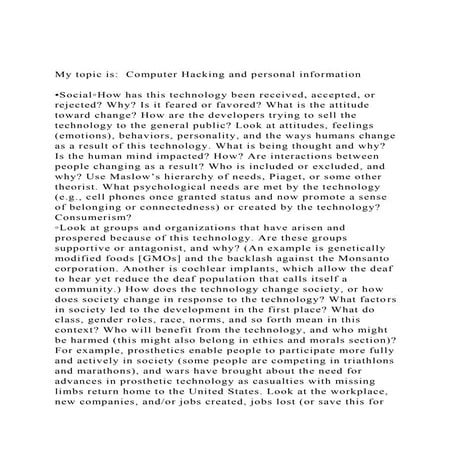 My topic is  Computer Hacking and personal information•Soci.docx