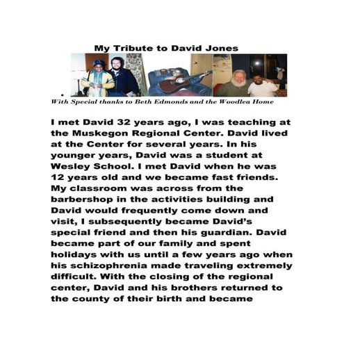 Steve Vitto My tribute to david